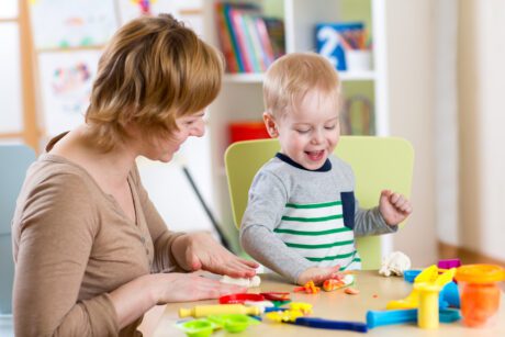 autistic child with parent