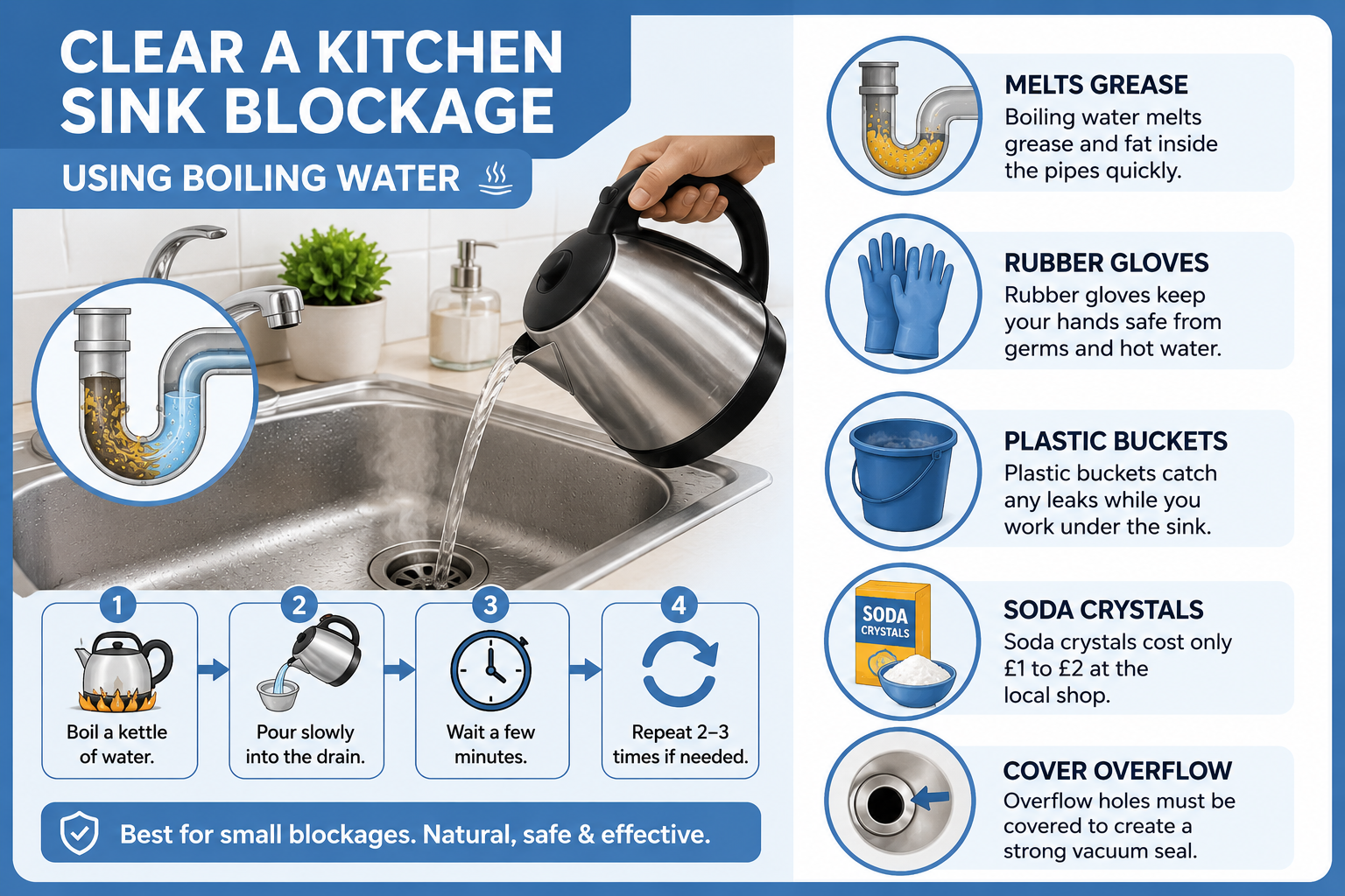 How to Clear a Kitchen Sink Blockage Using Boiling Water