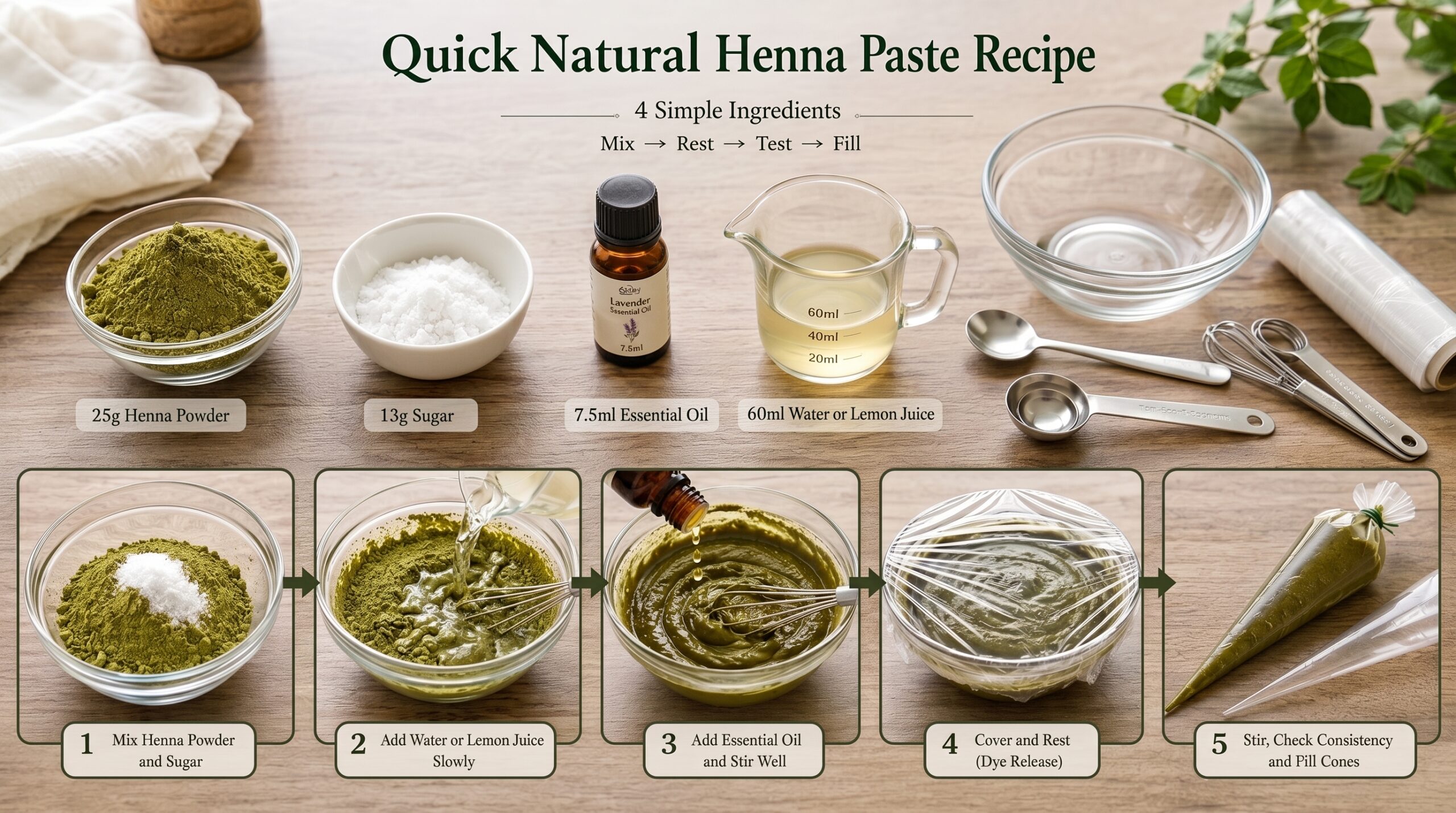 Natural Henna Paste at Home for Dark, Rich Stains
